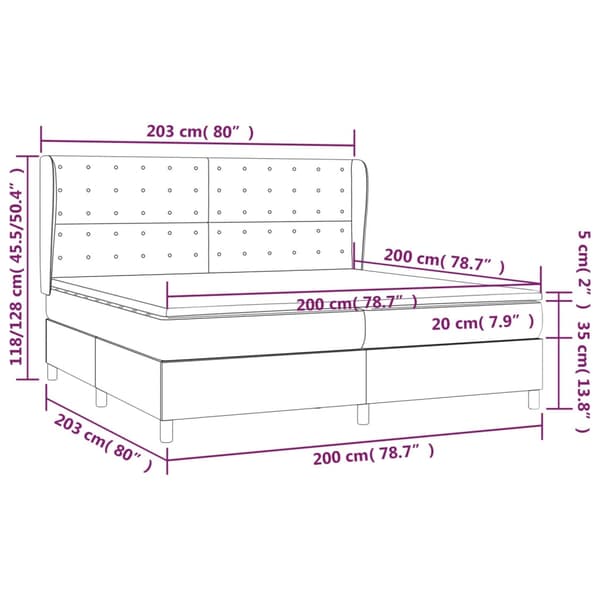 Ramsäng med madrass mörkgrå 200x200 cm sammet