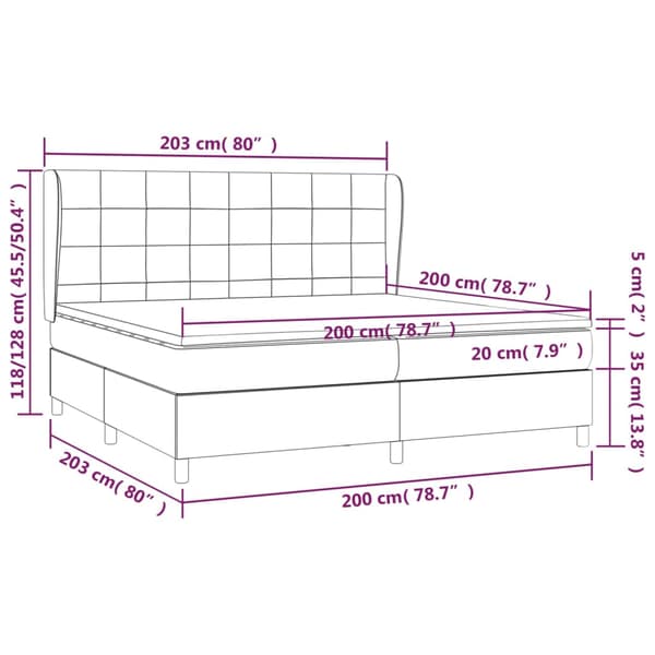 Ramsäng med madrass mörkgrå 200x200 cm tyg