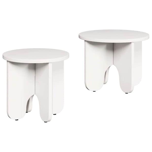 Kaffeebord 2 pcs Vit Massivt tallträ