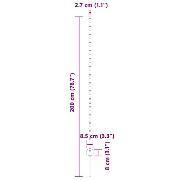 Stängselstolpe 5 pcs Silver 160 cm Stål