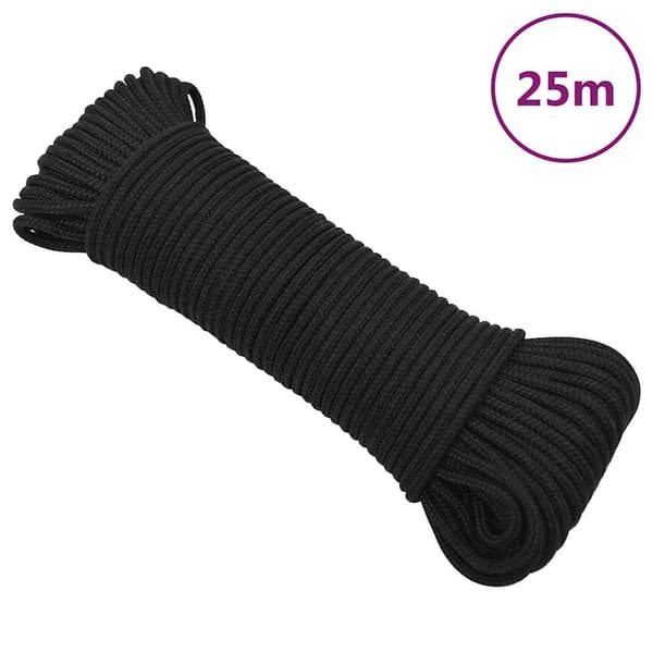 Båtlina helsvart 3 mm 25 m polypropen