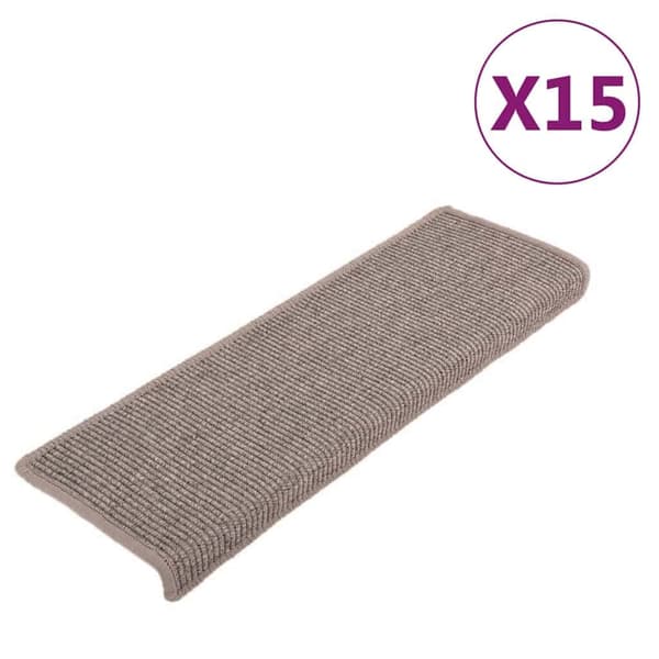 Trappmattor 15 st 65x21x4 cm mörkbeige rektangulär kant