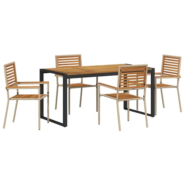 Trädgårdsmöbelset 5 pcs Beige och brun konstrotting