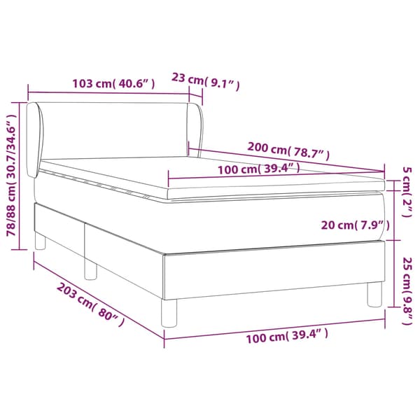 Ramsäng med madrass blå 100x200 cm tyg