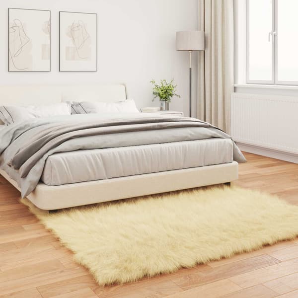 Fuskfäll matta TAFALLA Gräddvit 160 x 160 cm Polyester