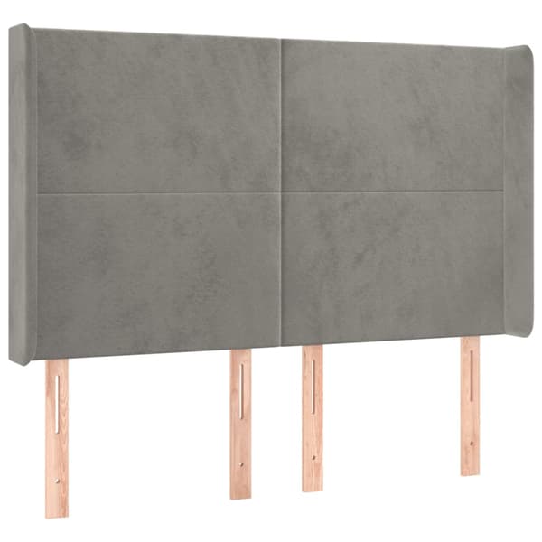 Ramsäng med madrass & LED ljusgrå 140x200 cm sammet