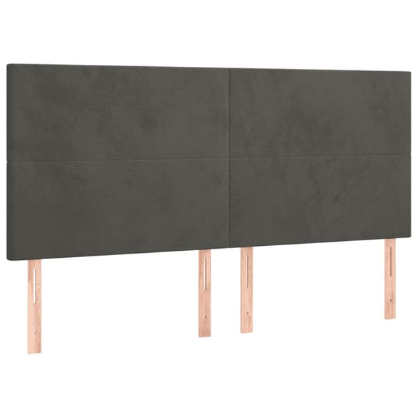 Ramsäng med madrass mörkgrå 160x200 cm sammet