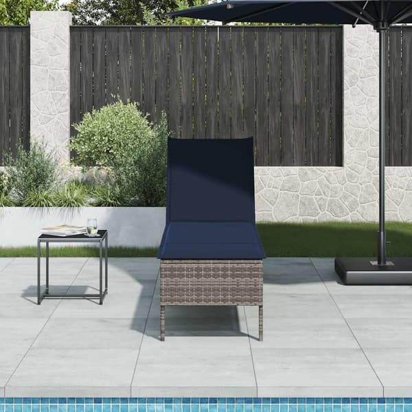 Solstol med dyna grå 55x200x44cm konstrotting