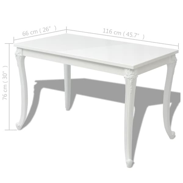 Matbord 116x66x76 cm vit högglans