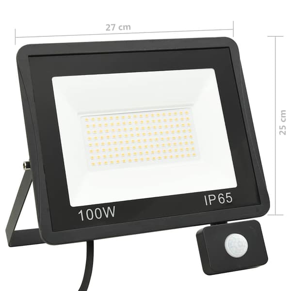 Strålkastare med sensor 100 W LED varmvit