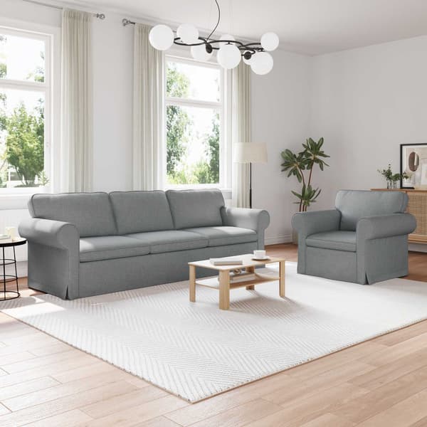 Soffa 2 pcs Ljusgrå 245 x 82 x 80 cm tyg