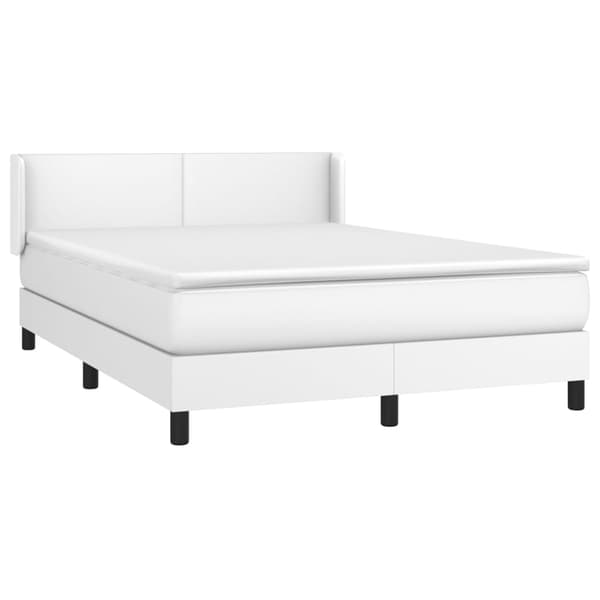 Ramsäng med madrass vit 140x190 cm konstläder
