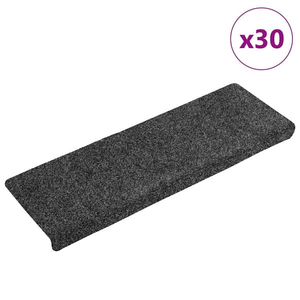 Trappmattor självhäftande 30 st 65x21x4 cm mörkgrå rektangulär kant