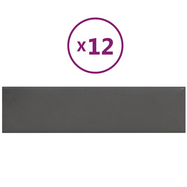 Väggsänggavel 12 pcs Grå 60 x 15 cm tyg