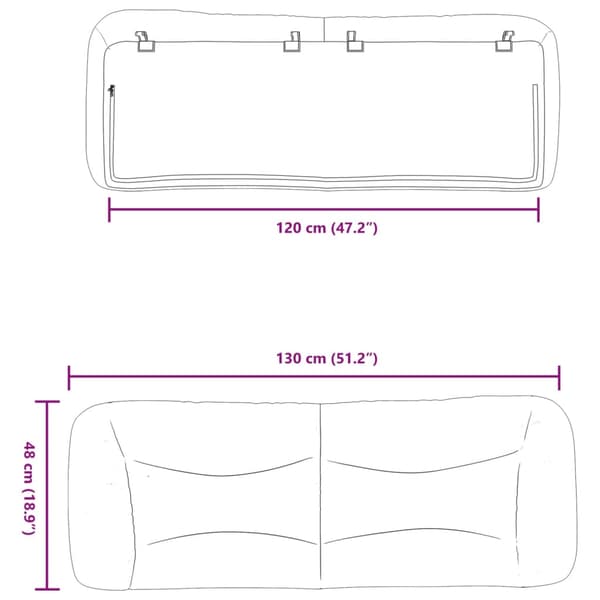 Headboard Cushion "Hvar" Dark Grey 120 cm Fabric