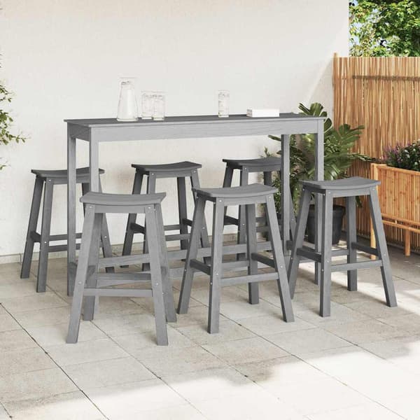 Trädgårds Bar Set 6 pcs Ljusgrå HDPE