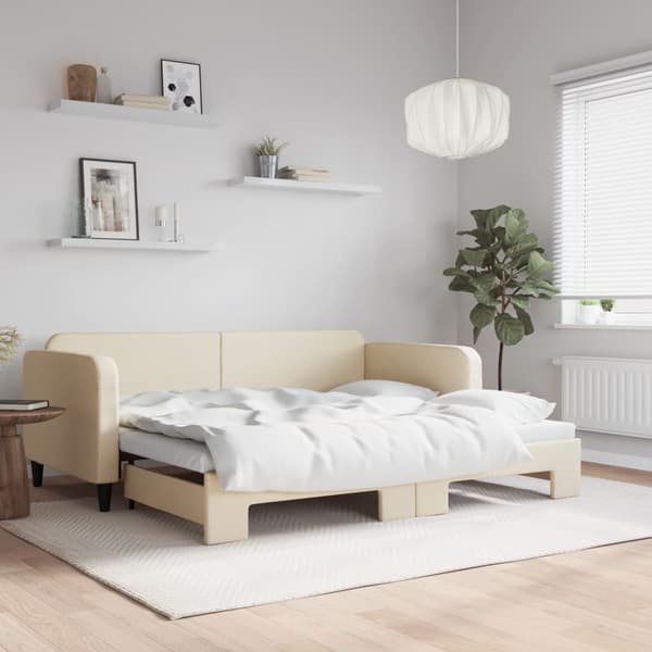 Dagbädd utdragbar gräddvit 90x200 cm tyg