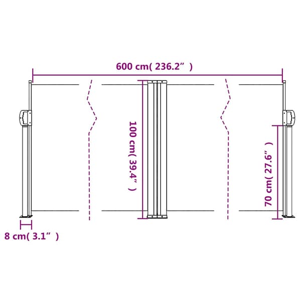 Infällbar sidomarkis terrakotta 100x600 cm