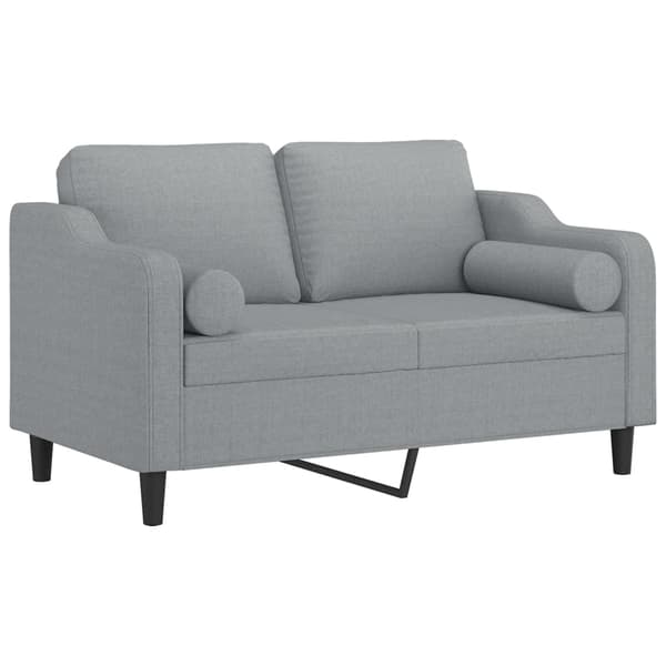2-sits soffa med prydnadskuddar ljusgrå 120 cm tyg