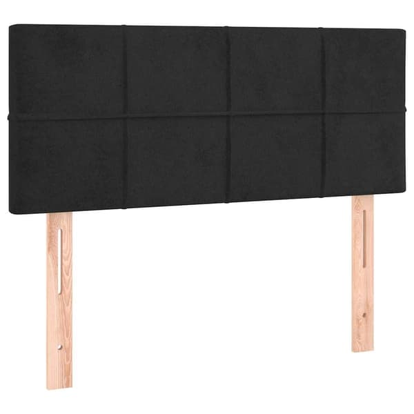 Ramsäng med madrass svart 90x200 cm sammet
