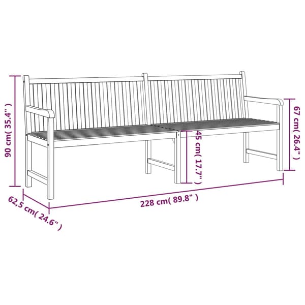 Trädgårdsbänk 228 cm massiv teak