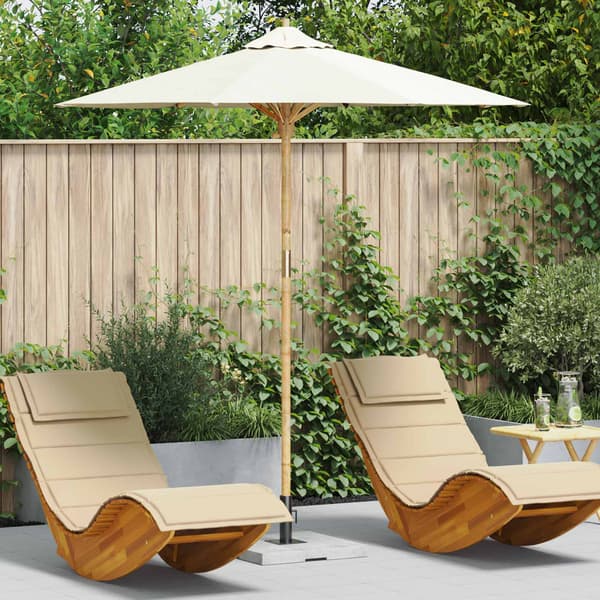 Trädgårdsparasol Krämvit Ø 217 x 230 cm Bambu