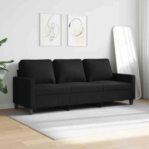 3-sitssoffa svart 180 cm tyg
