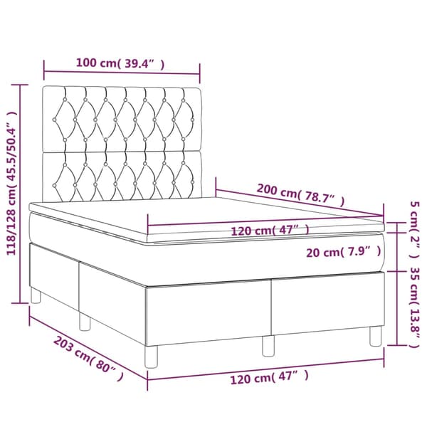 Ramsäng med madrass mörkgrå 120x200 cm sammet