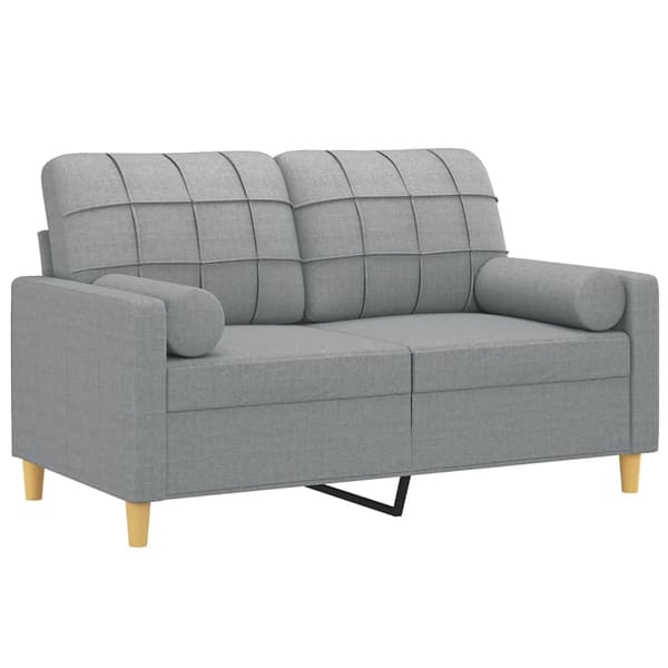 2-sits soffa med prydnadskuddar ljusgrå 120 cm tyg