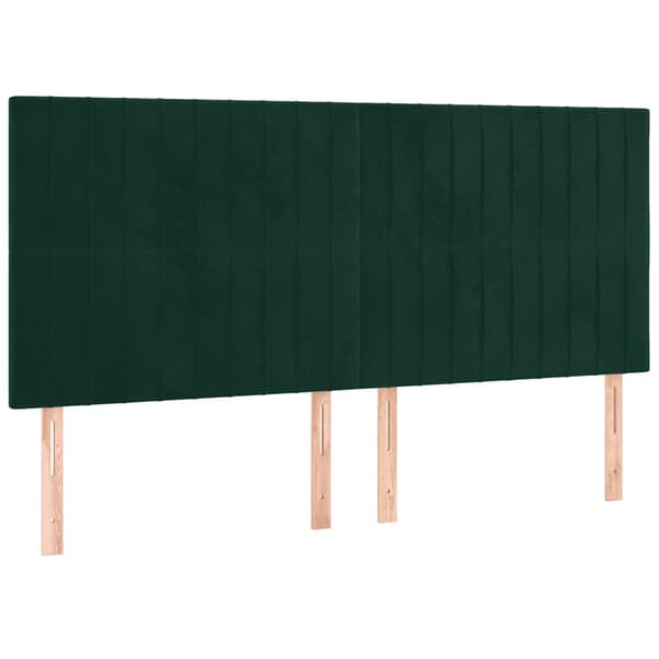 Ramsäng med madrass & LED mörkgrön 160x200 cm sammet
