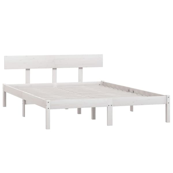 Sängram vit massiv furu 150x200 cm