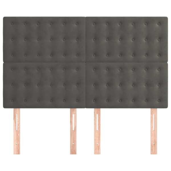 Sänggavel mörkgrå 144x5x118/128 cm sammet