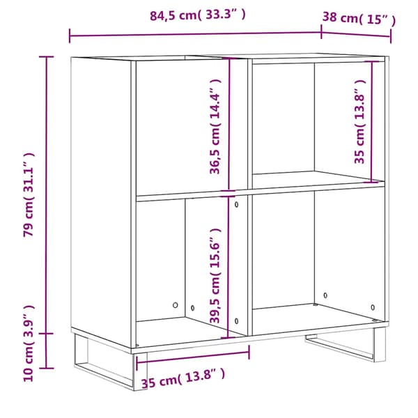 Stereobänk vit 84,5x38x89 cm konstruerat trä