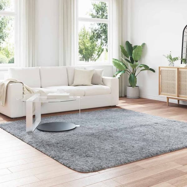 Ryamatta med lång lugg NAVARRA ljusgrå 240x240 cm polyester