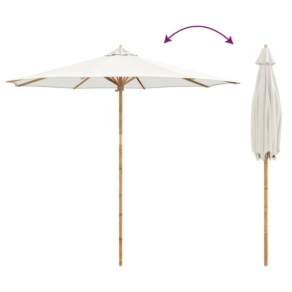 Trädgårdsparasol Krämvit Ø 270 x 260 cm Bambu