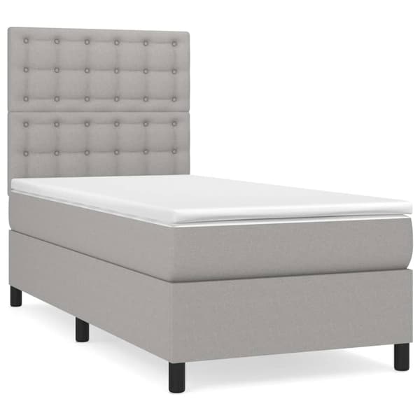 Ramsäng med madrass ljusgrå 100x200 cm tyg