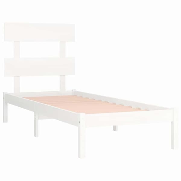Sängram vit massivt trä 90x190 cm