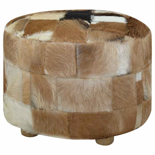 Puff getskinnsläder runt 50x50x45 cm