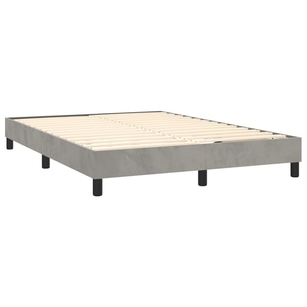 Ramsäng med madrass ljusgrå 140x190 cm sammet