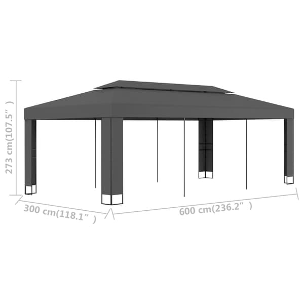 Paviljong med dubbeltak 3x6 m antracit