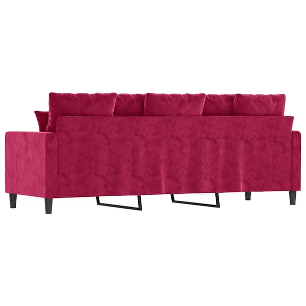 3-sitssoffa vinröd 180 cm sammet