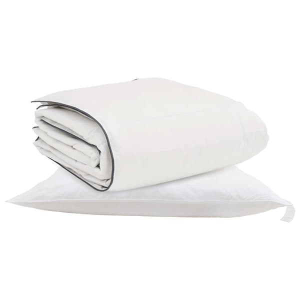 Vinter Täcke med kudde 2 pcs Vit Dunfjäder