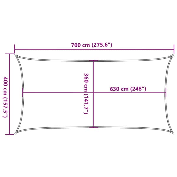 Solsegel 160 g/m² rektangulär gul 4x7 m HDPE