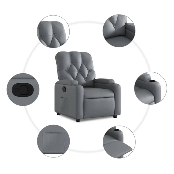 Reclinerfåtölj grå konstläder