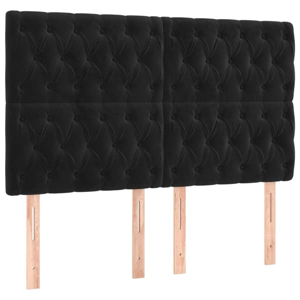Sänggavel svart 144x7x118/128 cm sammet