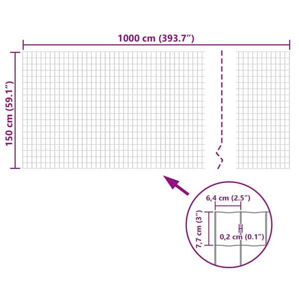 Eurofence stål 10x1,5 m grå