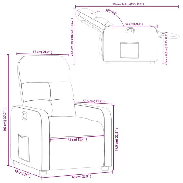 Reclinerfåtölj brun tyg