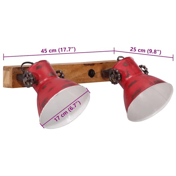 Vägglampa 25 W nött röd 45x25 cm E27