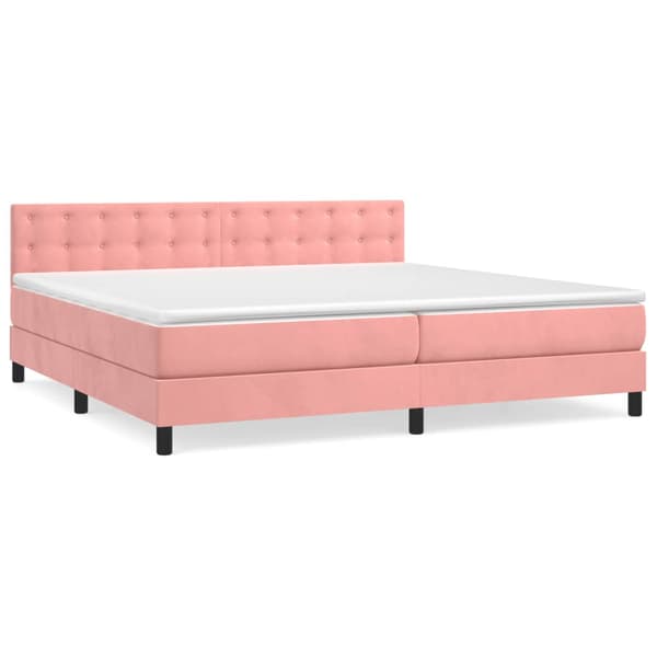 Ramsäng med madrass rosa 200x200 cm sammet