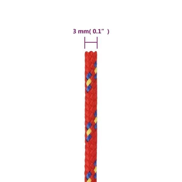Båtlina röd 3 mm 500 m polypropen